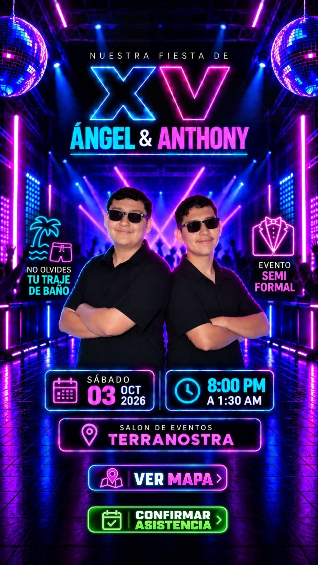 Invitación XV Ángel & Anthony